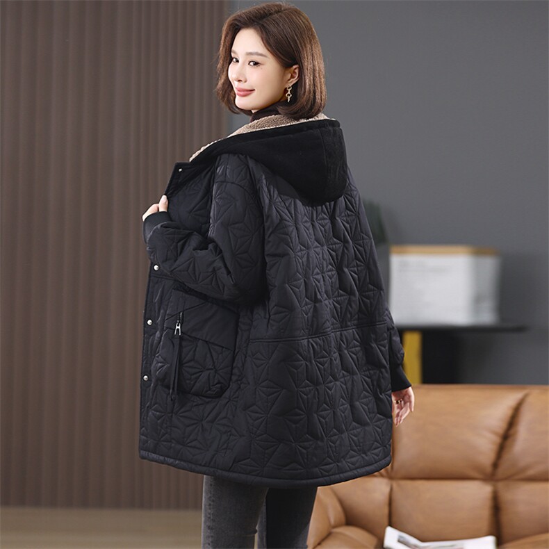 加绒外套女棉衣棉服2024新款冬季加厚夹棉中长款棉袄,女装棉衣/棉服,忆绮罗