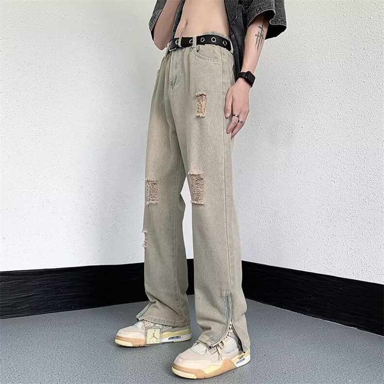 青春流行ins男直筒水洗牛仔裤 P42图片