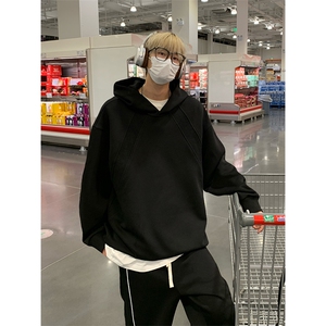 美式复古基础款上衣简约宽松连帽卫衣男W4678-P38【特价】图片
