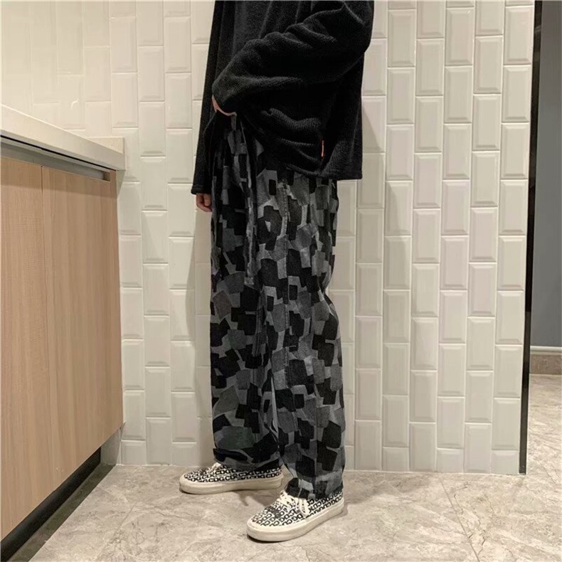 春季港风牛仔裤高街直筒长裤男ins潮牌宽松坠感阔腿裤潮k702-p55图片