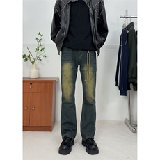 美式ins高街hiphop微喇重工艺水洗复古蓝牛仔裤货号K2322P60，男装牛仔裤，电商A063