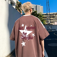 量大优供抖音视频支持得物品质配合二开美式三条杠短袖t恤ZD129，男装T恤，电商A486