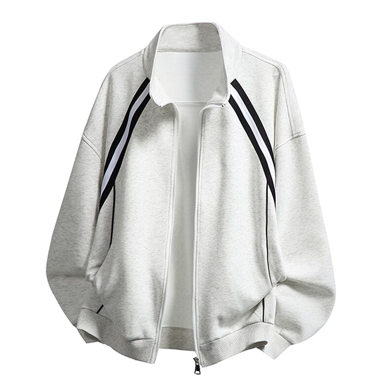 抖音得物高品质二开26春装美式重磅织带撞色立领卫衣开衫外套W70,女装短外套,电商A486