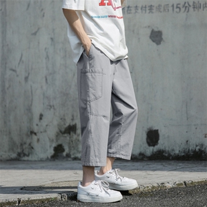 亲肤纯棉裤子垂感宽松柔顺个性休闲运动风直筒七分裤 K611-特批32图片