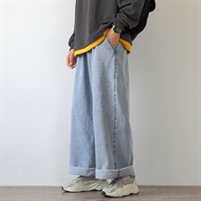 2021秋季新大码男美式直筒拖地裤大裤脚阔腿九分牛仔裤N8021-P50，男装牛仔裤，电商A001