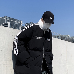 F42-P100 潮美式条纹棉服男冬季新款宽松面包服加厚棉袄外套图片