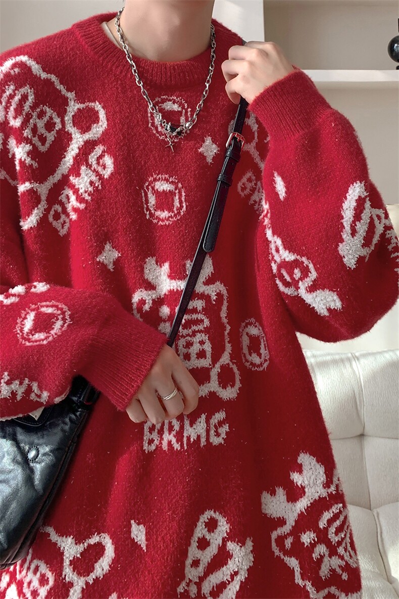 温暖风喜庆吉祥潮流上衣新中式节日元素氛围感毛衣HY694TP50,男装针织衫/毛衣,电商A102B