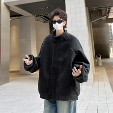 秋冬灰色立领设计款夹克男士宽松呢料风衣呢子外套JK5504，男装夹克，星座1116A-1（原606A）