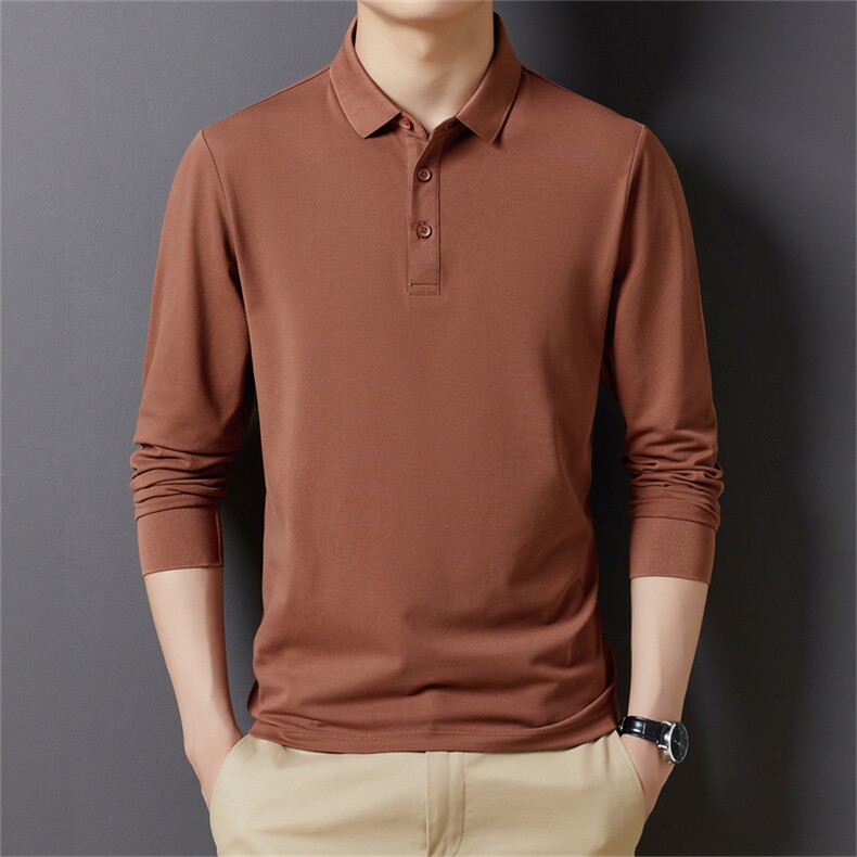 DYB8201钱塘2020-3春秋新款长袖翻领男士纯打底衫P53，男装Polo衫，钱塘207-3