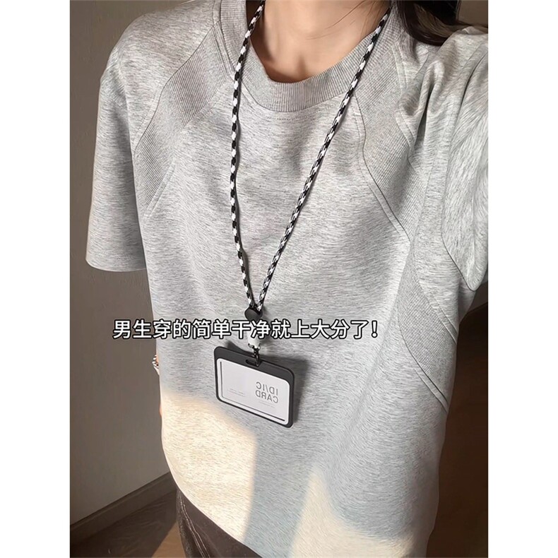 2026夏季拼接短袖T恤美式圆领男女X64112-TP14不,男装T恤,电商A102