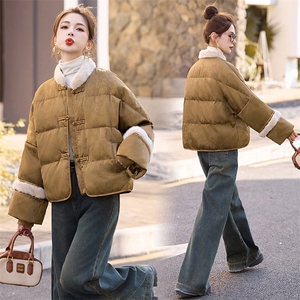 新中式g风提花羽绒服女2024年冬季新款高级感气质白鸭绒短款外套图片