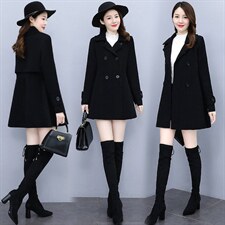 2021年秋冬新款仿羊绒大衣双面绒毛呢外套女时尚修身，女装毛呢外套，香水丽阁