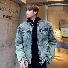 【有货】DJK2305-P68美式垫肩牛仔外套男金属装饰百搭短款夹克，男装夹克，星座603-2