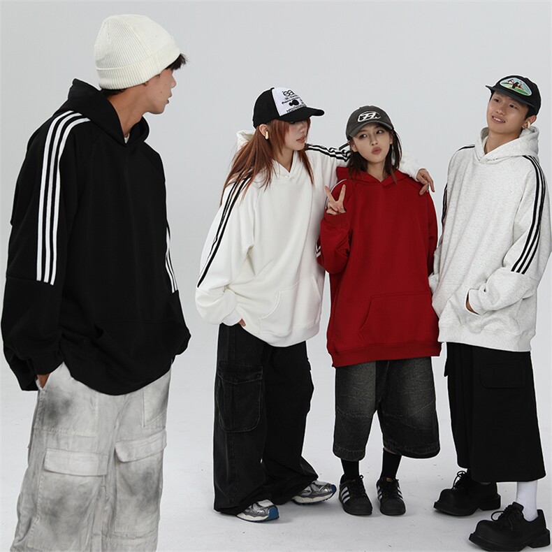 抖音得物高品质支持退换480克全棉加绒加厚宽松织带连帽卫衣CM04，男装卫衣，电商A486