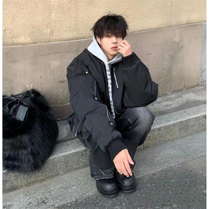 美式ins高街hiphop重工艺水洗暗黑微喇牛仔裤货号K2401P60图片