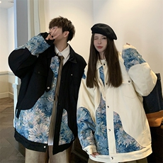 1港风情侣刺绣拼接设计棉衣大码M-5XL夹克棉服外套8706P115控158，男装夹克，星座226-2