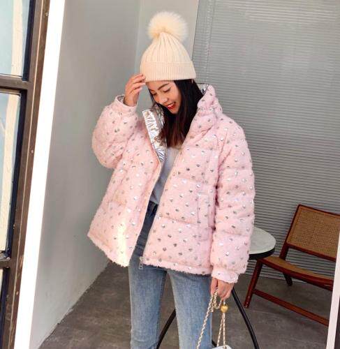 亮片工艺金属撞色短款90白鸭绒磨毛刺绣羽绒服，女装羽绒服，欧尼蒂