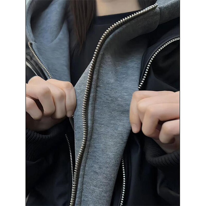 现货高品质重磅工艺美式高街假两件PU皮棉衣男女加厚棉服外套,男装棉衣,电商A486