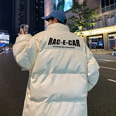 港风冬季新款棉衣男印花宽松PU皮立领面包服大码外套男MY626-P115，男装棉衣，星座505-3