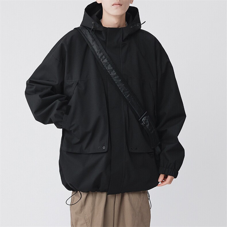 秋季冲锋衣连帽夹克男宽松落肩纯色上衣外套DSA157B-JK729-P70,男装夹克,电商A157B