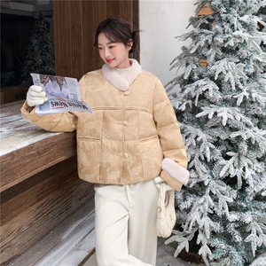 新中式风毛绒领短款羽绒服女冬季新款90白鸭绒小个子保暖外套图片