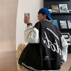 棒球服春秋新款小众美式复古宽松休闲百搭拼色学生外套JK8822-P60图片