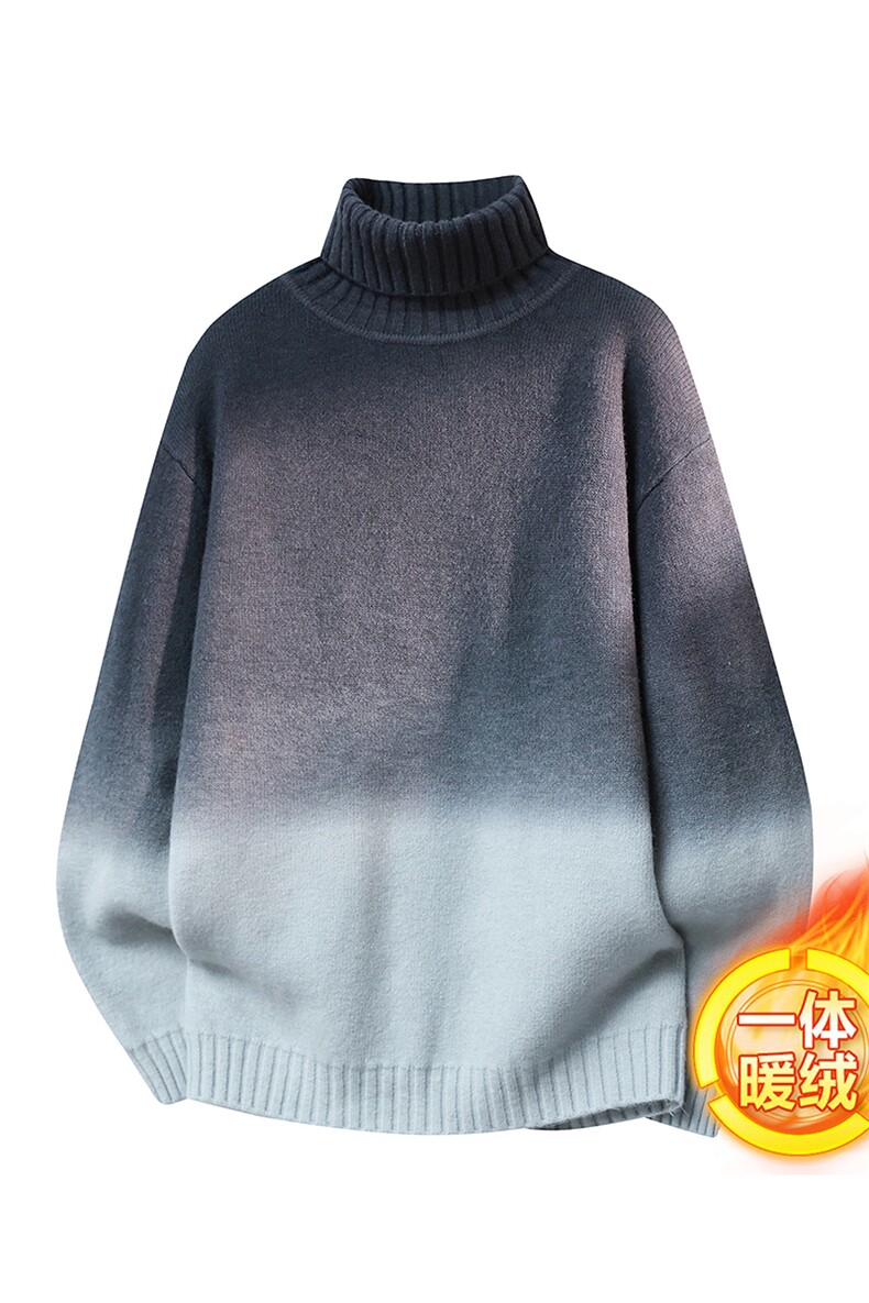 加绒秋冬青年男士高领针渐变色毛衣加厚全身绒打底衫M275-P63,男装T恤,星座310B-3