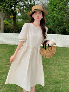 夏季新款棉布连衣裙仙女气质宽松显瘦长裙图片