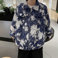 秋款男夹克扎染鲜花印花提花休闲外套JK8535P65，男装夹克，星座1013-1