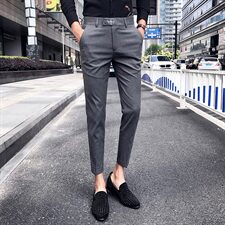 2021新款春夏英伦西裤修身九分裤小脚裤商务发型师A450-G，男装休闲裤，星座1904A