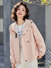 （现货）时尚超好看外套女休闲连帽减龄短款百搭上衣，女装短外套，韩蔻秀