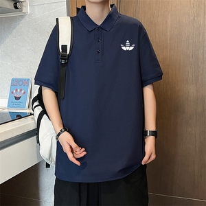 P33短袖男夏季新款印花潮流半袖上衣休闲透气高级翻领polo衫T恤衫图片