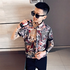 夏季印花防晒服男士薄款衬衣潮男短袖A313-C04-P45，男装衬衫，电商A313