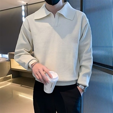 2024秋季男士针织POLO衫拉链翻领毛衣宽松潮流青年线衣外套M811，男装针织衫/毛衣，星座1116A-2（原606A-1）
