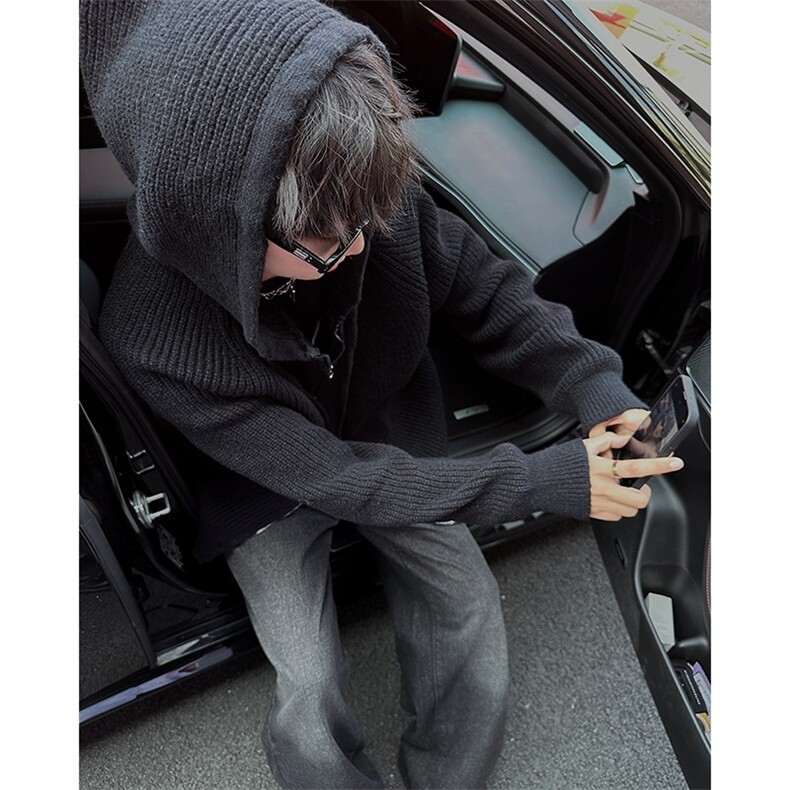时尚连帽针织开衫毛衣男女秋冬季2025新款宽松鹿毛绒带帽卫衣外套,男装针织衫/毛衣,星座601-2