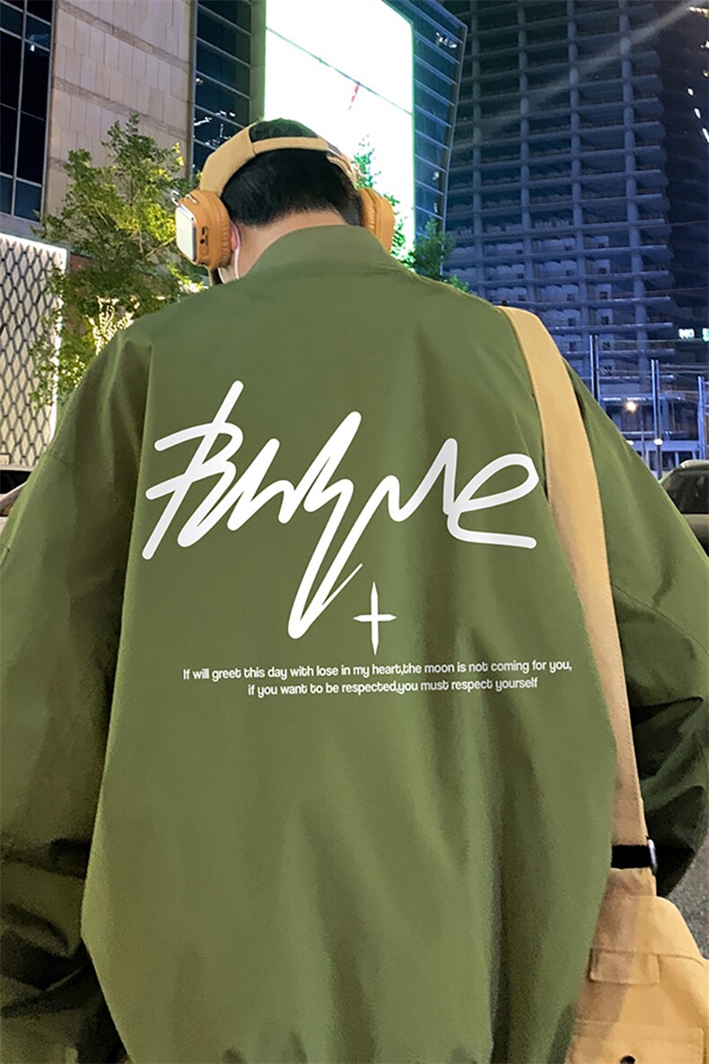 特批港风夜景宽松时尚字母印花棒球领冲锋衣夹克F371P65控98,男装夹克,电商A247