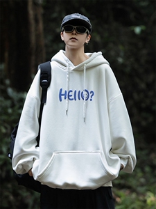 重磅华棉连帽发泡印花宽松卫衣男女学生支持班服聚会定制S-4XL
