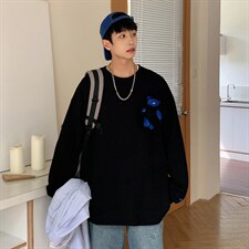 2026港风刺绣字母小熊卫衣男大码M-5XL情侣潮卫衣WY8745P60控88，男装卫衣，星座227-7