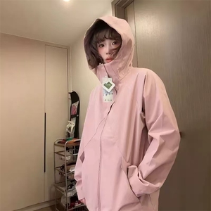 冲锋衣连帽夹克男宽松落肩纯色上衣外套DSA157B-JK7988-特P55图片