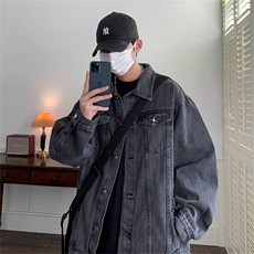 2025美式高街复古牛仔外套痞帅衣服款潮流宽松百搭夹克JK1049-P70，男装工装外套，星座1103-3