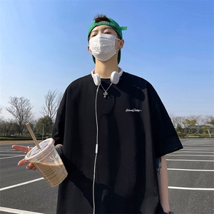 抖音得物二开现货供应220克夏装重磅美式高街宽松短袖t恤MT31图片