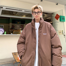 男棉服宽松立领条纹刺绣棉衣加厚棉袄面包服MY8697/特P90咖啡色，男装棉衣，电商A094