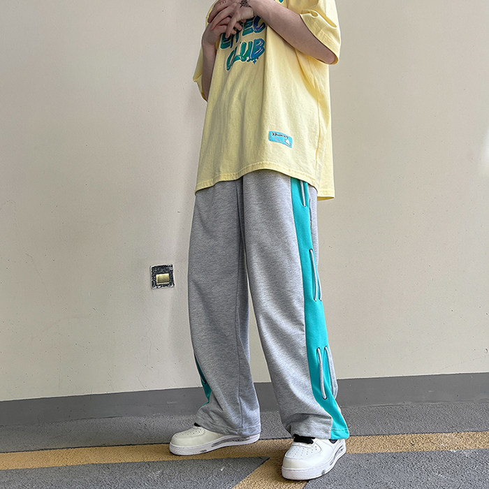 拼接撞色男韩版ins百搭简约慵懒休闲裤青年潮流九分裤K795-P28,男装休闲裤,星座512-2
