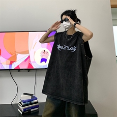 T023-P48美式水洗280克纯棉一件两穿T恤背心，男装T恤，星座1501-1