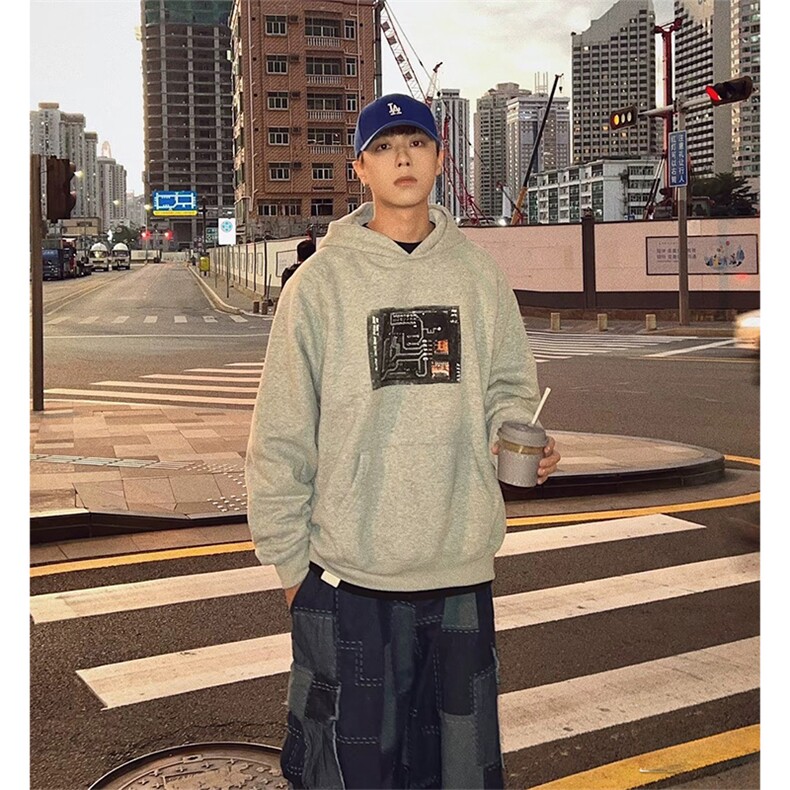 抖音得物高品质印花连帽卫衣秋冬装美式宽松连帽纯色卫衣ADL113,男装卫衣,电商A443