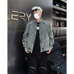F453 P68男生秋装新中式潮牛仔外套男复古宽松水洗做图片