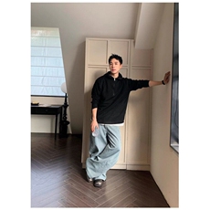 宽松型青少年直筒常规秋冬竖条纹明线牛仔裤男女长裤纯色夏季中腰，男装牛仔裤，星座506A