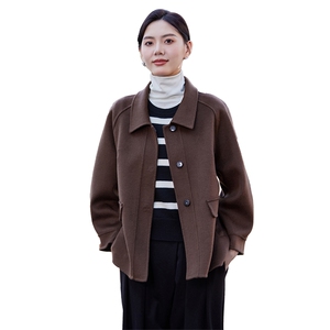 2024秋冬新款宽松显瘦赫本风毛呢外套女短装图片