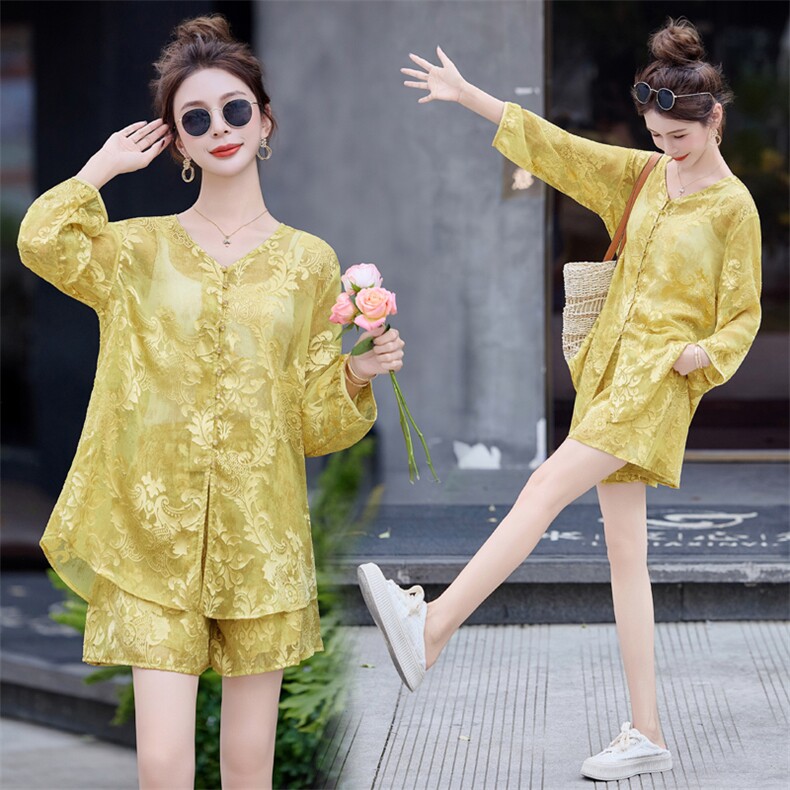 2025夏装新款新中式提花两件套,女装套装/套裙,曼琳思菲