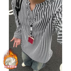 雪尼尔鱼骨纹450g重磅美式加厚银狐绒T恤男T24536J加绒-特P30控58图片